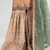 3 Piece Embroidered Raw Silk Suit - Orange