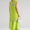 3 Piece Embroidered Organza Suit - Green