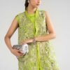 3 Piece Embroidered Organza Suit - Green