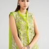 3 Piece Embroidered Organza Suit - Green