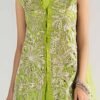 3 Piece Embroidered Organza Suit - Green