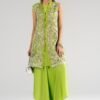 3 Piece Embroidered Organza Suit - Green