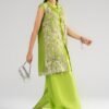 3 Piece Embroidered Organza Suit - Green