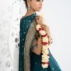 3 Piece Embroidered Raw Silk Suit - Teal