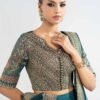 3 Piece Embroidered Raw Silk Suit - Teal