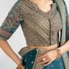 3 Piece Embroidered Raw Silk Suit - Teal