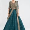 3 Piece Embroidered Raw Silk Suit - Teal