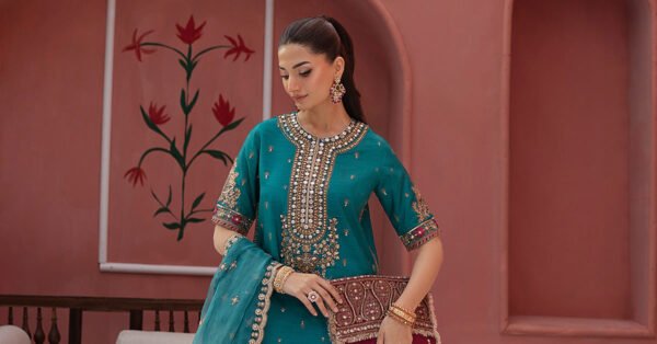 3 Piece Embroidered Raw Silk Suit - Green (Shalwar) 3 Piece Embroidered Raw Silk Suit - Green (Shalwar)
