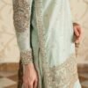 3 Piece Embroidered Cotton Lurex Suit - Sea Green