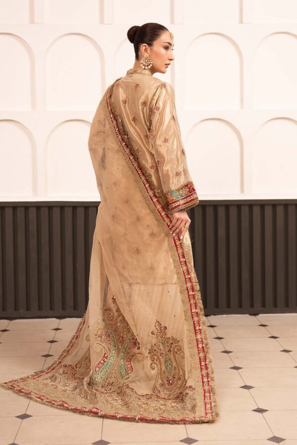 3 Piece Embroidered Tissue Suit - Golden 3 Piece Embroidered Tissue Suit - Golden