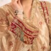 3 Piece Embroidered Tissue Suit - Golden 3 Piece Embroidered Tissue Suit - Golden