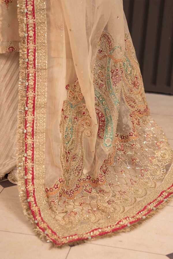 3 Piece Embroidered Tissue Suit - Golden 3 Piece Embroidered Tissue Suit - Golden