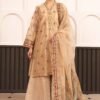 3 Piece Embroidered Tissue Suit - Golden 3 Piece Embroidered Tissue Suit - Golden