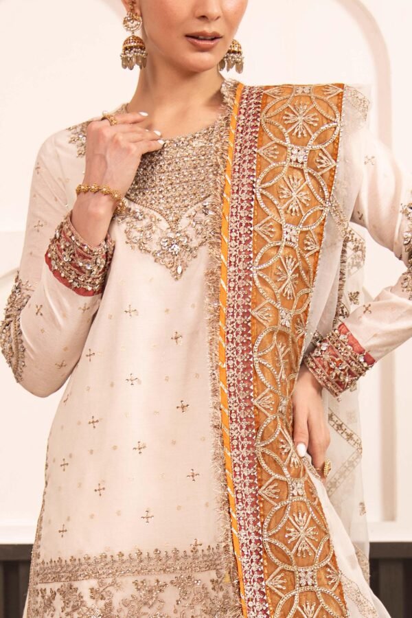 3 Piece Embroidered Cotton Lurex Suit - Off-White 3 Piece Embroidered Cotton Lurex Suit - Off-White