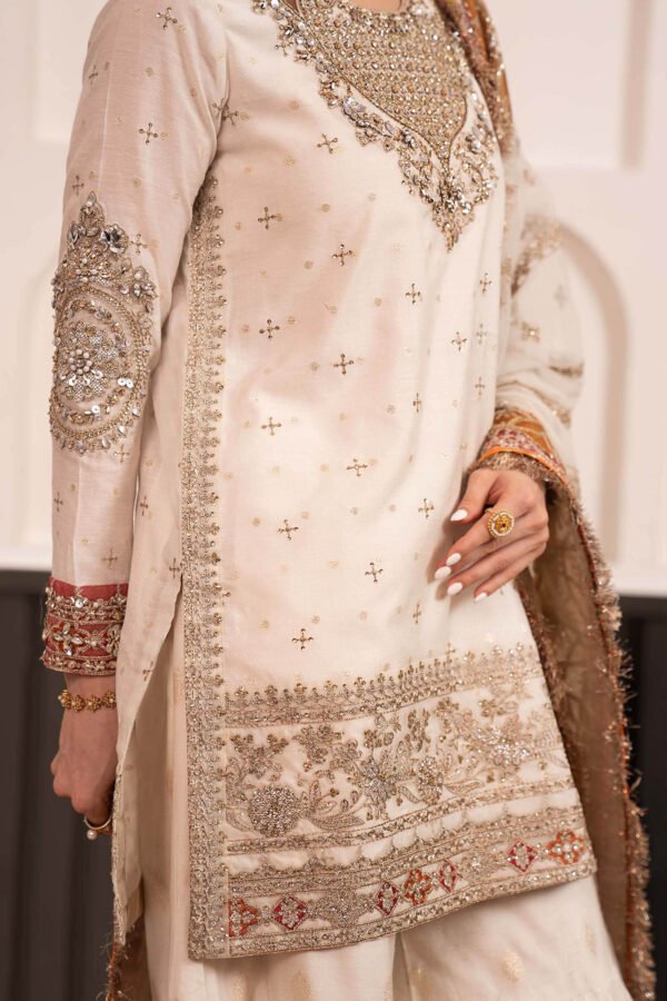 3 Piece Embroidered Cotton Lurex Suit - Off-White 3 Piece Embroidered Cotton Lurex Suit - Off-White