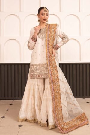 3 Piece Embroidered Cotton Lurex Suit - Off-White 3 Piece Embroidered Cotton Lurex Suit - Off-White