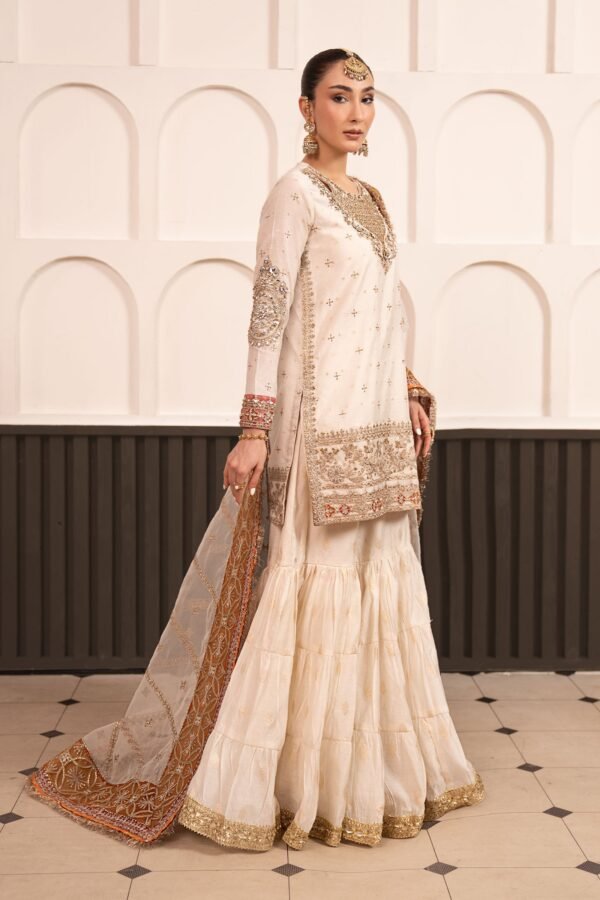 3 Piece Embroidered Cotton Lurex Suit - Off-White 3 Piece Embroidered Cotton Lurex Suit - Off-White