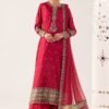 3 Piece Embroidered Raw Silk Suit - Pink