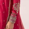3 Piece Embroidered Raw Silk Suit - Pink