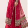 3 Piece Embroidered Raw Silk Suit - Pink